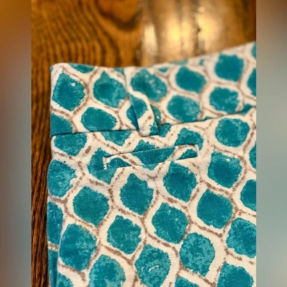 ANN TAYLOR LOFT~The Riviera Short~Teal Geometric Print~Linen Blend~Size 2~SKU109 - Picture 4 of 9